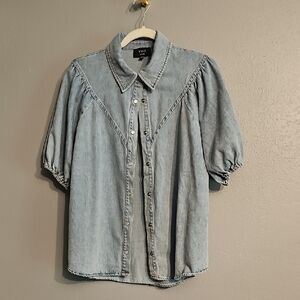 Vici Sky Blue Denim Blouse